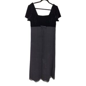 Michaelangelo womens 16 black velvet bodice lined skirt maxi dress bridal party